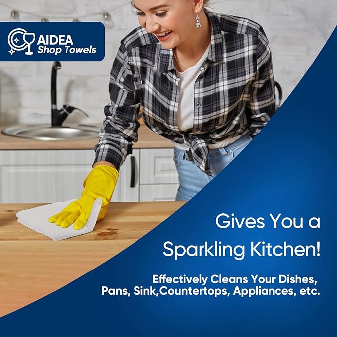 AIDEA White Microfiber Cleaning Cloth 100PK, Reusable Cleaning Rags 12"x12" | - Image 5
