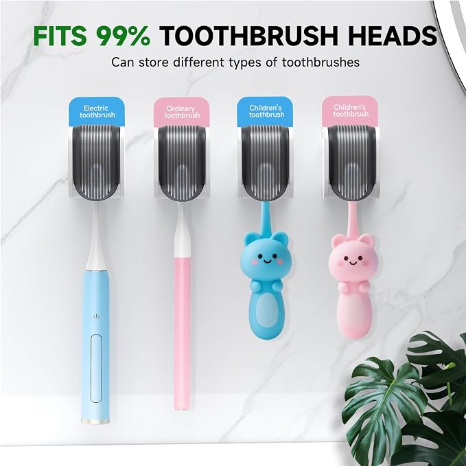 4 Pcs Toothbrush Holders Wall Mounted, Single Slot Design, Shower Self Adhesive - Image 7