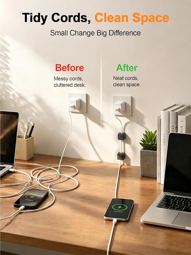 9 Pack Cord Organizer, Magnetic Cable Clips, Under Desk Management, Strong - Image 8