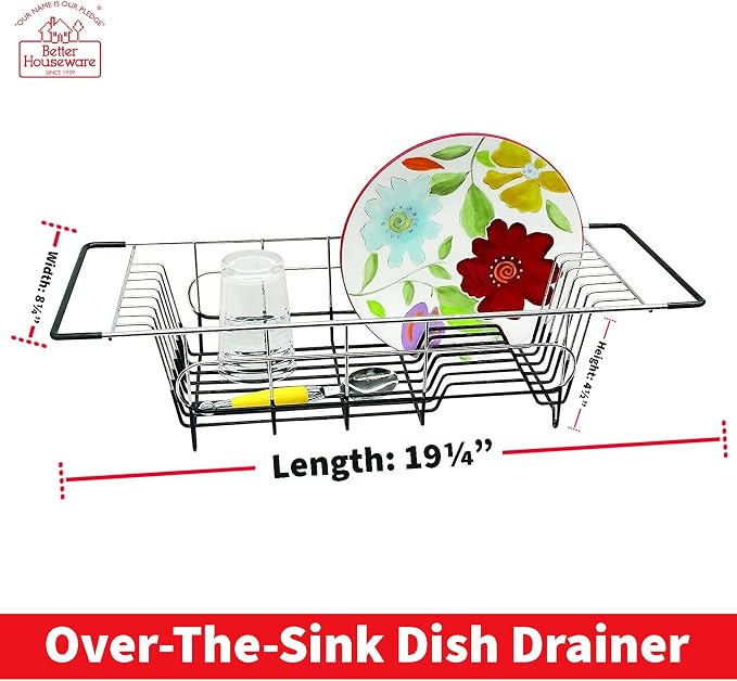 Better Houseware Over The Sink Dish Drying Rack, Space-Saving Stainless Steel - Image 6