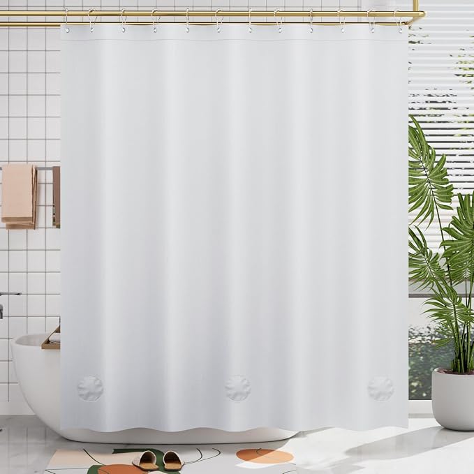 AmazerBath Plastic Shower Curtain 84 Inches Long, 72 x 84 White Weighted Extra - Image 8