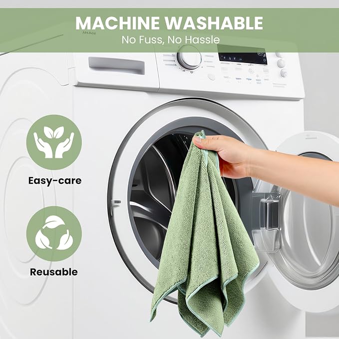 SIFANGKE Microfiber Cleaning Cloth, 12 Pack Green Cleaning Rags - Image 7