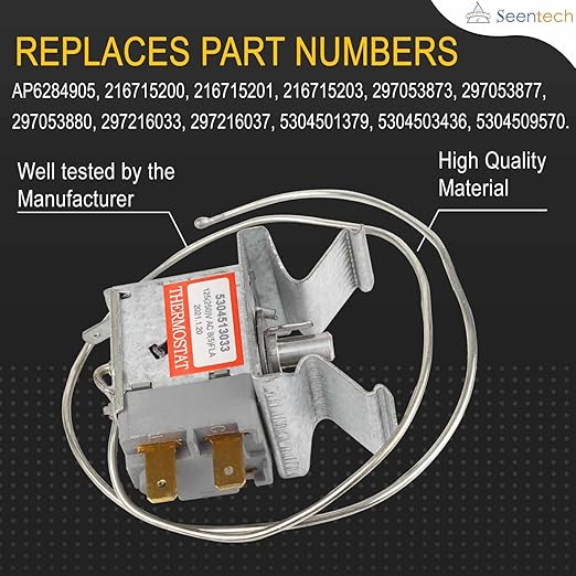 5304513033 Refrigerator Temperature Control Thermostat by Seentech - Compatible with Frigi-daire Kenmore - Repalces: 297216037 5304503436 216715200 297216033