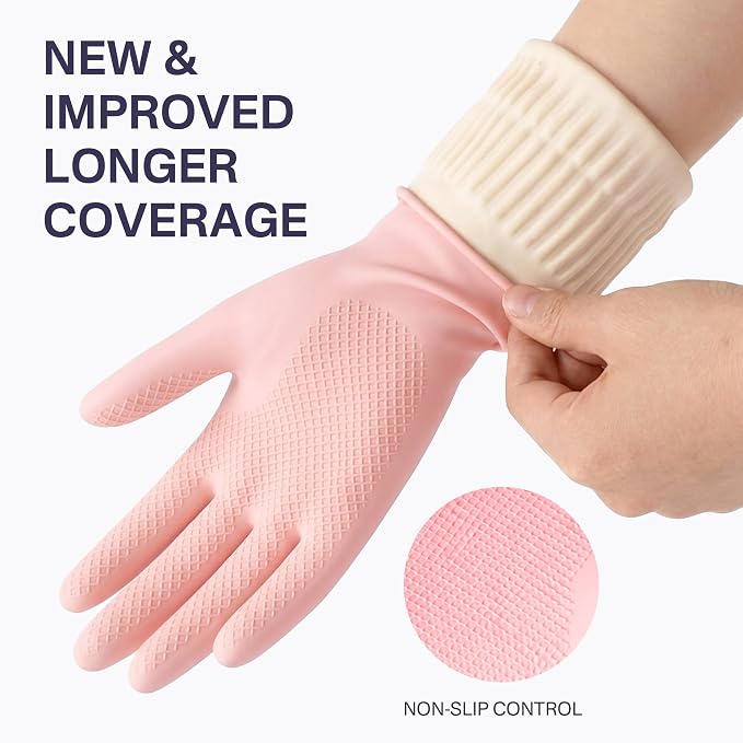 Rubber Dishwashing Gloves, Reusable Cleaning Dish Gloves - Image 5
