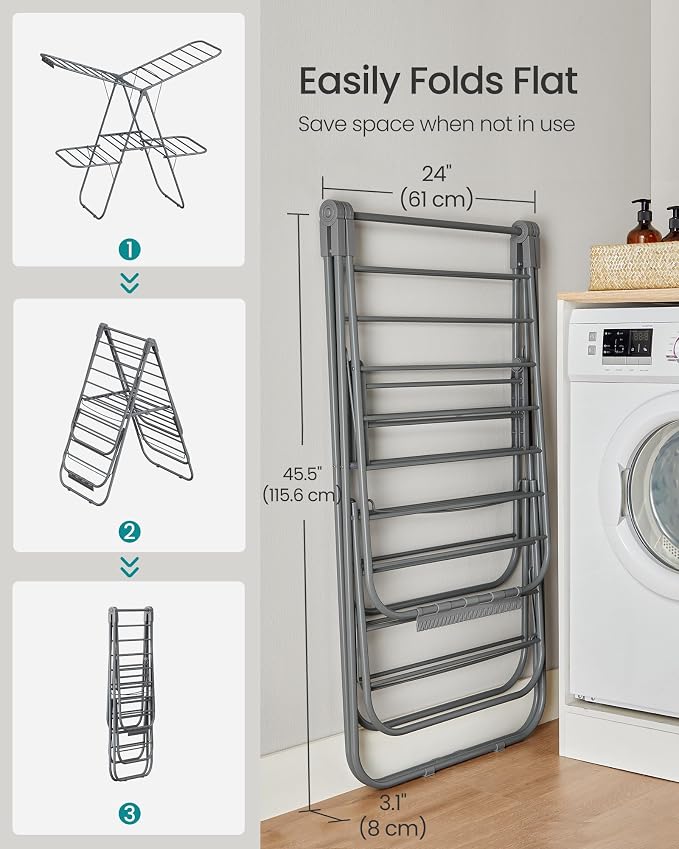 SONGMICS Clothes Drying Rack, Foldable 2-Level Laundry Drying Rack | - Image 6