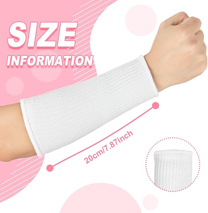 Sintege 3 Pairs Arm Protectors for Thin Skin and Bruising Cut Resistant Forearm Sleeve Level 5 Arm Burn Protection Sleeve (White, Purple, Pink,7.9 Inch)