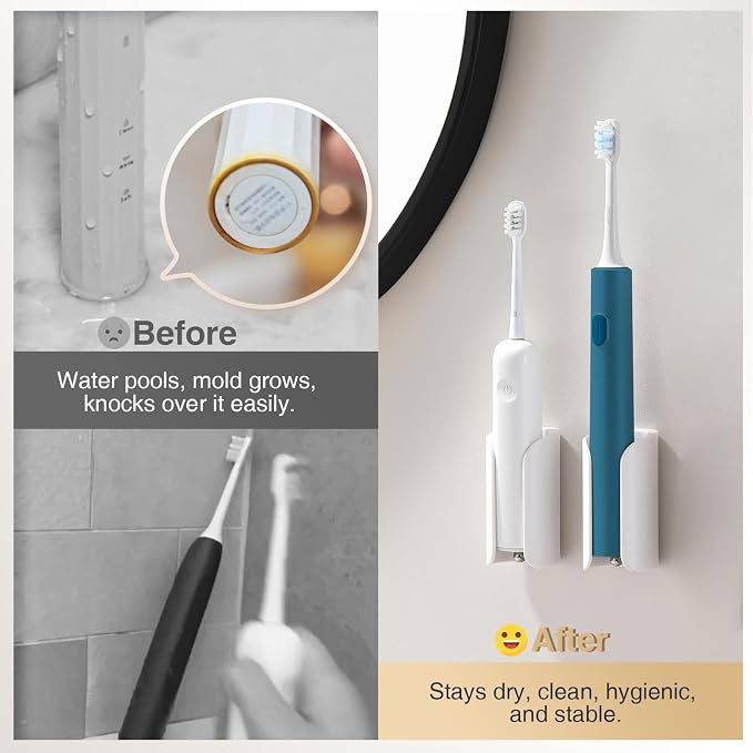 Electric Toothbrush Holder for Bathroom, Adhesive Toothbrush Stand | Compact - Image 3