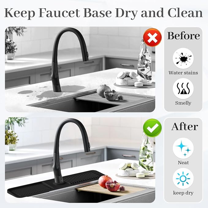 PoYang 23.6 Inch Silicone Sink Splash Guard, Kitchen Sink Mat, Keeps Faucet - Image 6