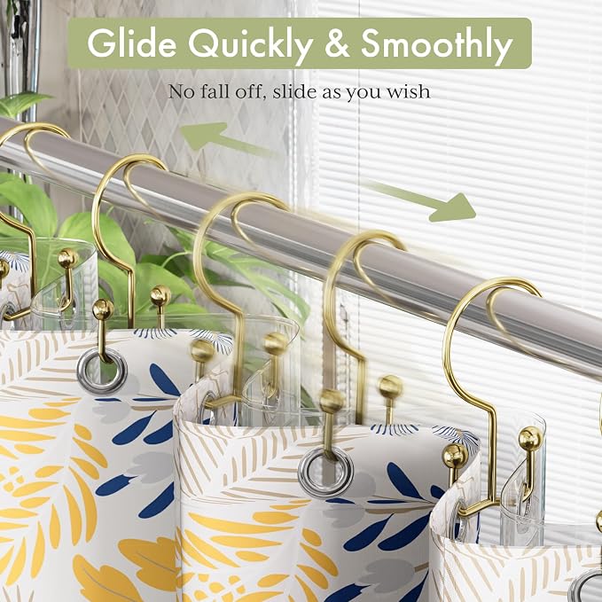 Shower Curtain Hooks Gold Shower Curtain Rings, Double Shower Curtain Hooks - Image 5