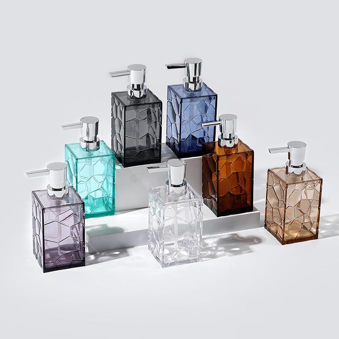Acrylic Pump Bottle Refillable Soap Dispenser 10oz 2 Pack Light Brown | BPA-Free - Image 5
