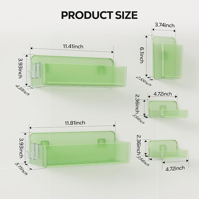 Nieifi Adhesive Shower Shelves, 5 Pieces - Image 2