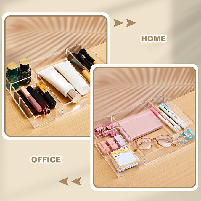 Briwooody Clear Acrylic Drawer Organizer, 6 Compartments, Large | 12.8 x 8.8 x - Image 6