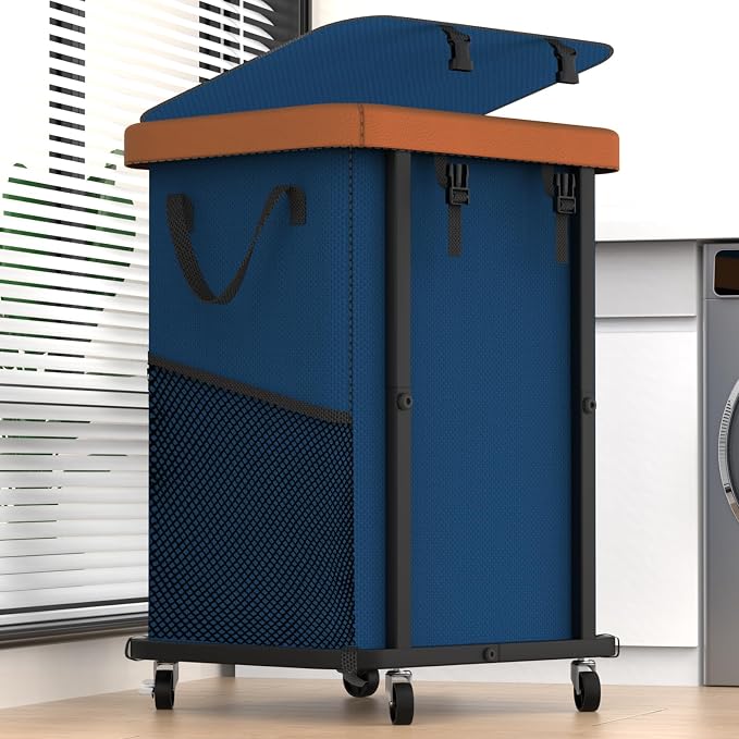 Laundry Basket with Wheels, 150L Rolling Hamper Carts by Unlockyourhomestoragelife