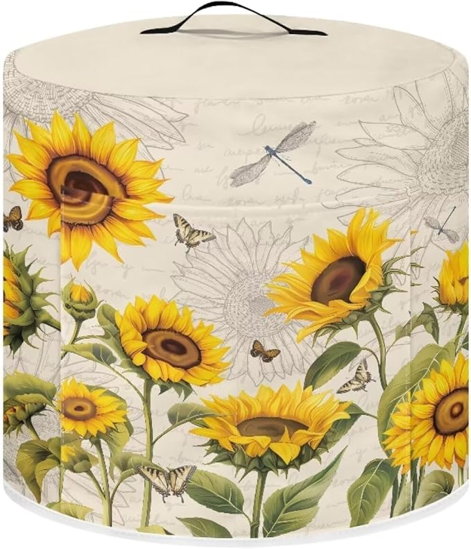 Sunflower Air Fryer Cover Washable Pressure Cooker Dust Cover for 8 Qt Small Kitchen Appliance Cover with Top Handle Dust Protection Bread Cover for Home Decoration