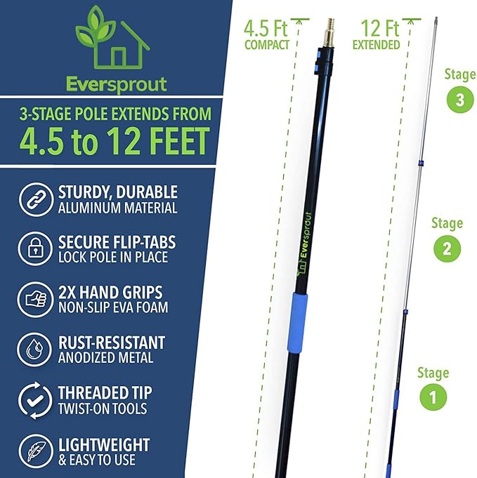 EVERSPROUT Car Brush with Rubber Bumper 5-to-12 Ft with Extension Pole | - Image 7