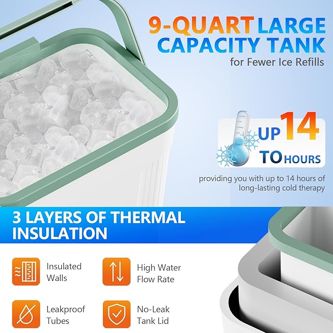 Cold Therapy Machine w/Programmable Timer, Ice Machine for Knee After Surgery, Knee Replacement Recovery, Cryotherapy System Pain Relief, Universal Pad for Shoulder, Hip and Ankle
