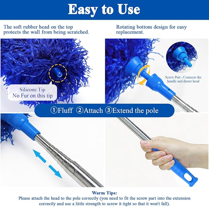 Cobweb Duster with Extension Pole 100 inches, Dusters - Image 4