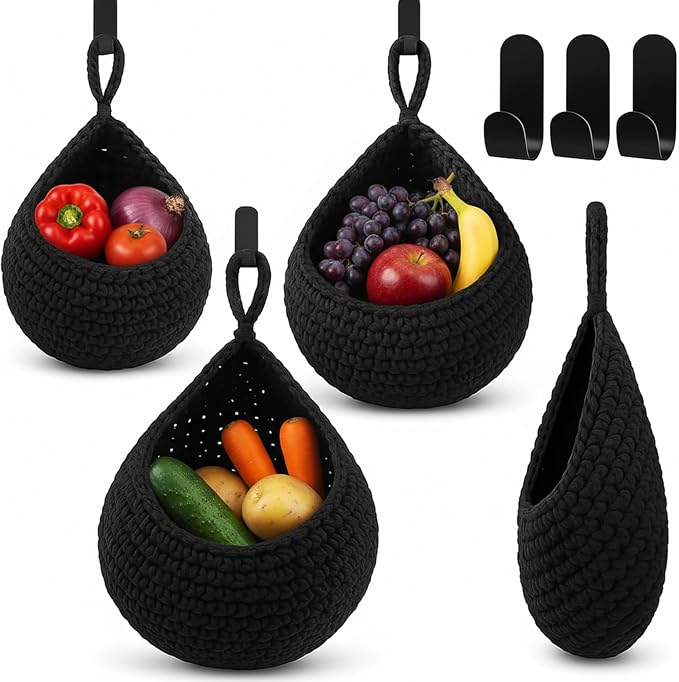 Honeydak 3 Hanging Baskets, Cotton Rope by Honeydak