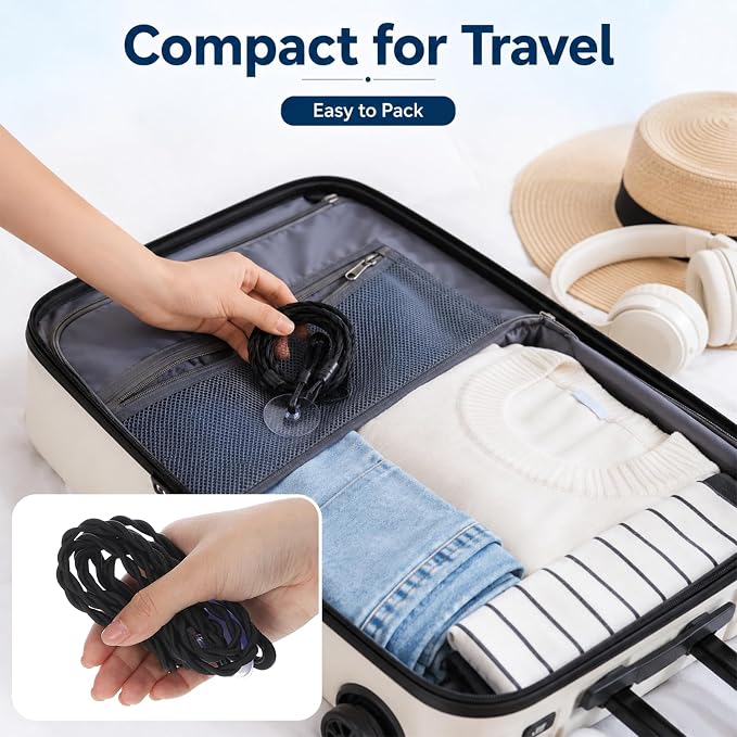 2 Pack Travel Clothesline, Portable Clothes Line Black Retractable Clothesline - Image 6