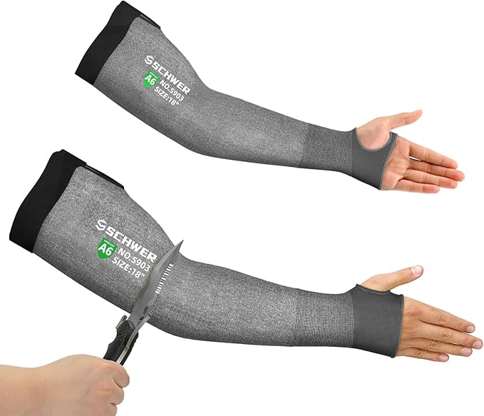 Schwer AIR-SKIN ANSI A6 Cut Resistant Arm Sleeves for Men&Women S903, 22in Non-PFAS Arm Protectors for High Risk Work, Arm Protectors for Thin Skin, Gardening Sleeves for Farming, Lightweight