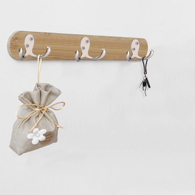 IBosins 8 Pack Silvery Double Prong Coat Hooks Wall Mounted - Image 5