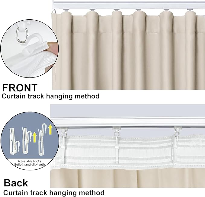 Room Divider Blackout Curtain Track Curtains Wall Dividers Panels Screen for Living Rooms Bedroom Office Privacy Partition Separation, W180 × L84 Inch,1 Panel, Beige