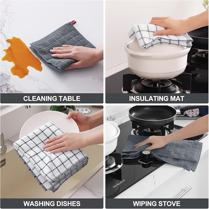Homaxy Premium Cotton Kitchen Dish Cloths 12"x 12", 6 Pack - Image 4