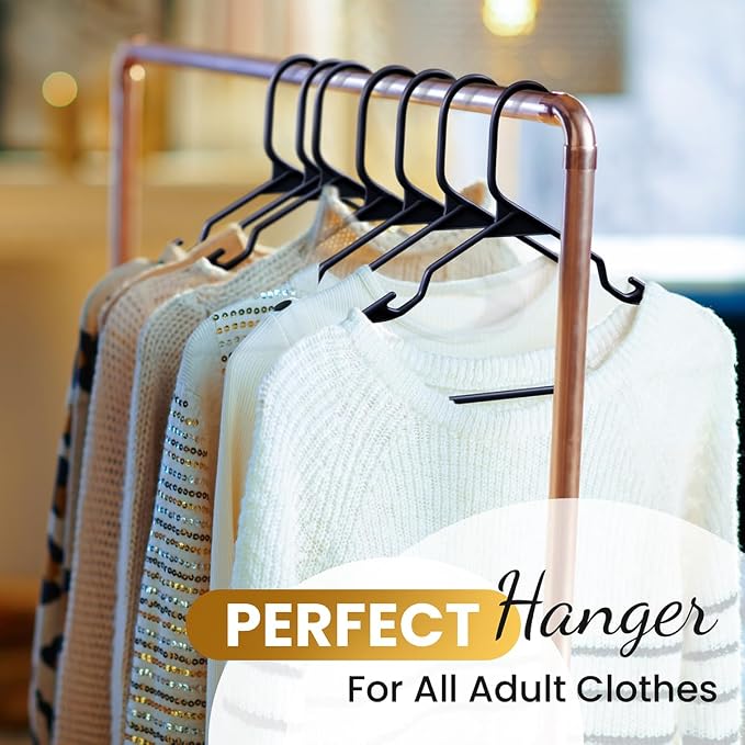 50 Pack Adult Plastic Hanger for Shirt Pants Coats Dresses Skirts Suits Jackets - Image 2