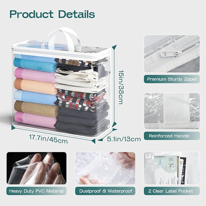 5PACK Plastic Clothes Storage Bag - Image 2