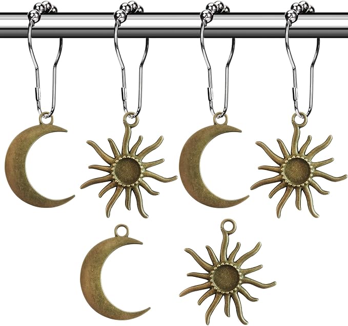 Sun Moon Celestial Shower Curtain Hooks Rings by Aimoye