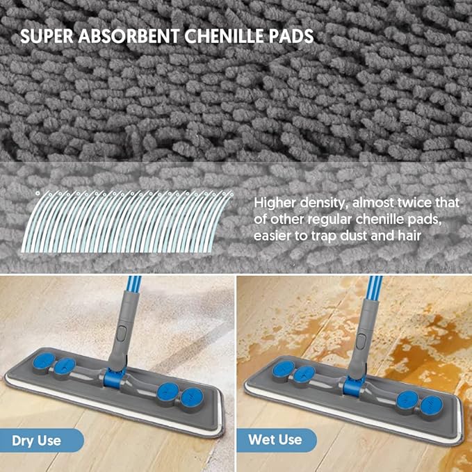Microfibre Floor Mop for Cleaning Floors, Flat Mop for Laminate Wooden Vinyl - Image 2