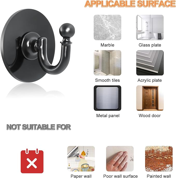 Curtain Holdbacks, U Shaped Adhesive Curtain Hooks, - Image 7