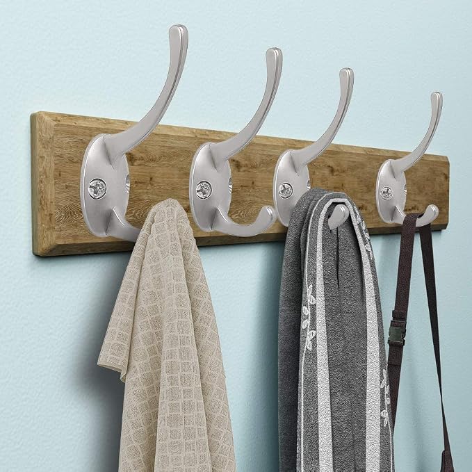 IBosins 12 Pack Silvery Double Coat Hooks Wall Mounted - Image 7
