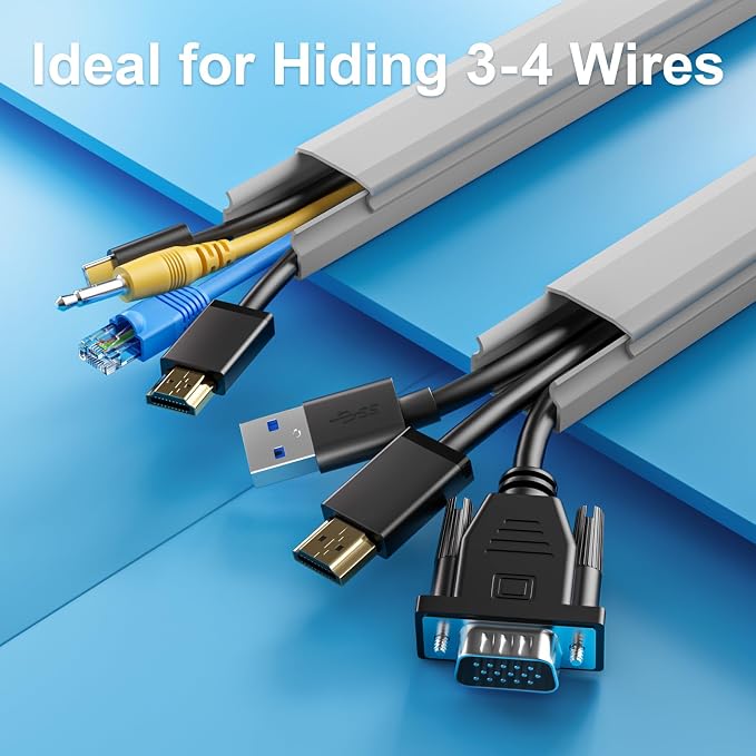Yecaye TV Cord Hider, 42in Cord Cover Wall Mounted, W1.18in H0.6in, Wire Covers - Image 4