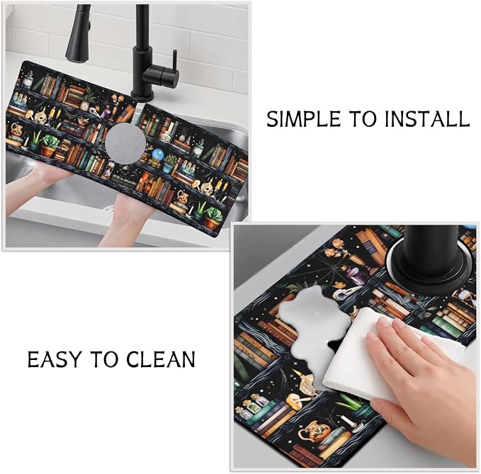 Halloween Kitchen Sink Splash Guard Faucet Mat, Farmhouse Sink Splash Guard - Image 4