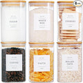 CZZGSM 6 Pack Square Kitchen Storage Jars - 35oz Glass Canisters With Wood Lids by CZZGSM