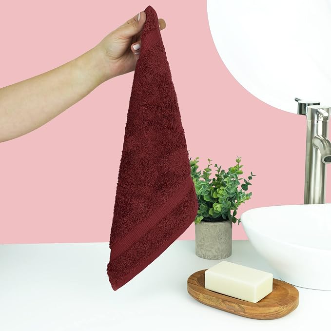 Chakir Turkish Linens 100% Cotton 12-Pack Washcloths 13x13, Cranberry | Premium - Image 2