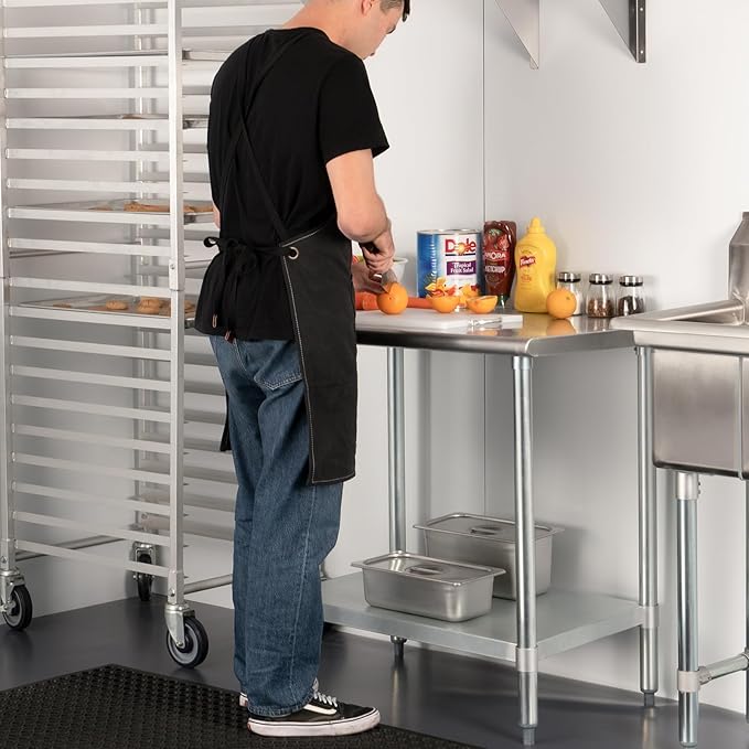 HARDURA Stainless Steel Table 30X60 Inches with Undershelf and Galvanized Legs NSF Heavy Duty Commercial Prep Work Table for Restaurant Kitchen Home and Hotel