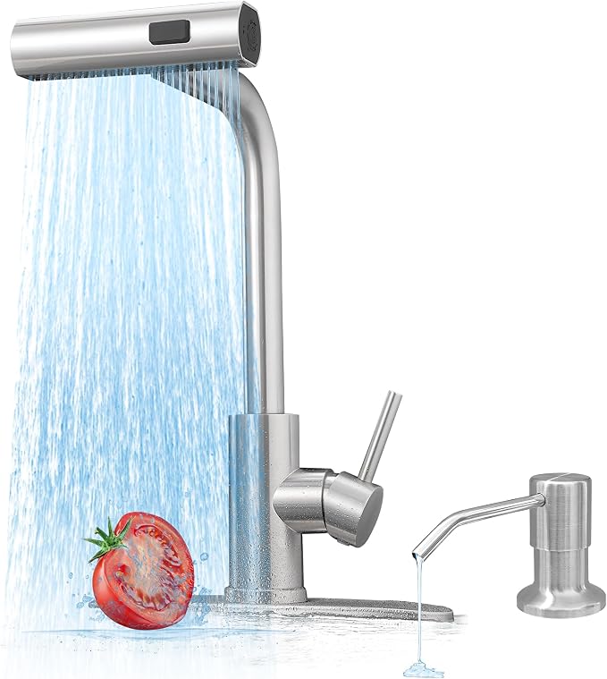 Kitchen Faucets with Pull Down Sprayer, Waterfall Kitchen Sink Faucet with Soap by JOOM
