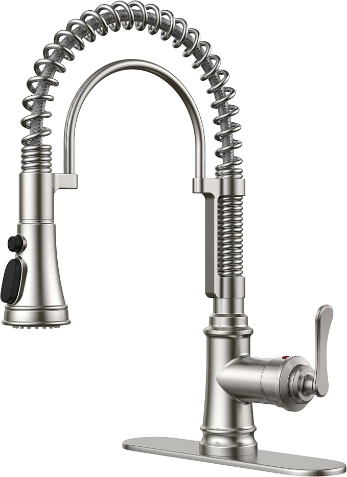 FORIOUS Kitchen Faucet with Pull Down Sprayer, Atique Style, Brushed Nickel | by FORIOUS