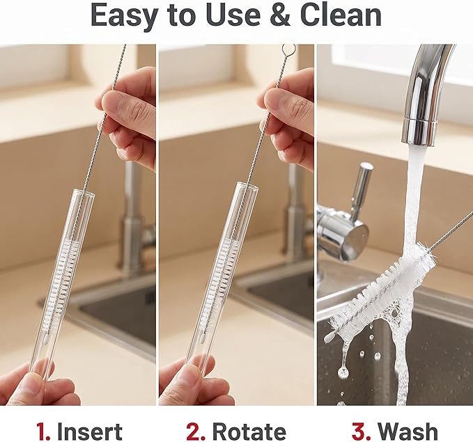 2 Pack Straw Cleaner Brush, Reusable Metal Handles Straw Cleaner Brush Extra - Image 6