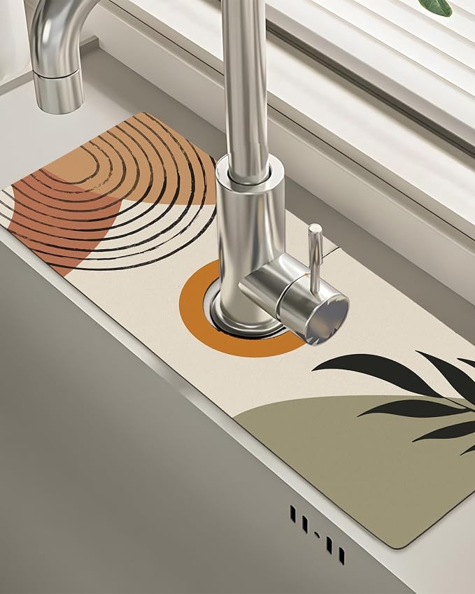 Patterned Sink Faucet Mat Kitchen Splash Guard Super Absorbent Drying Mat by BnhjsdwTablecloth