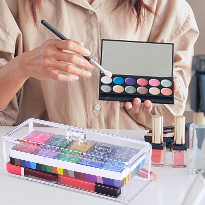 Acrylic Makeup Organizer Cosmetic Storage Display Case Makeup Brush Cotton Ball - Image 5