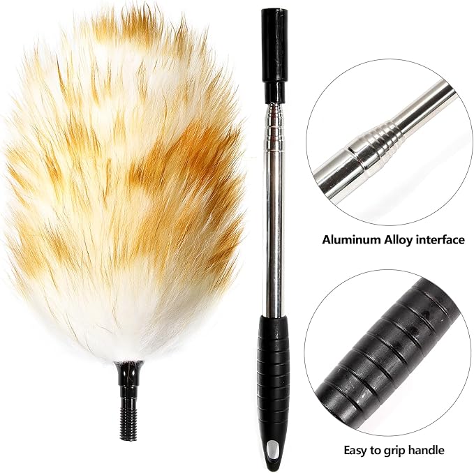 Extendable Lambswool Duster, Aluminum Handle | Single duster, Natural lambswool - Image 6