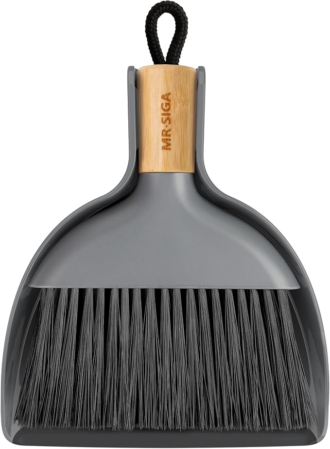 MR.SIGA Mini Dustpan and Brush Set, Bamboo Handle, 1 Set by MRSIGA