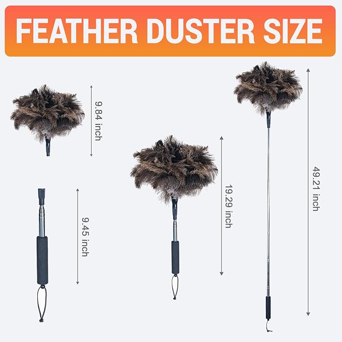 Ostrich Feather Duster for Electronics, Keyboard – Soft Dusting Tool for Screen - Image 4