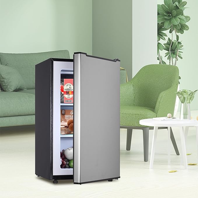 Maine Upright Freezer 3.6 Cu.Ft Mini Freezer with Reversible Stainless Steel Door Freestanding Compact Freezer with 3 Adjustable Thermostat, Small Freezer for Apartment Dorm (Silver)