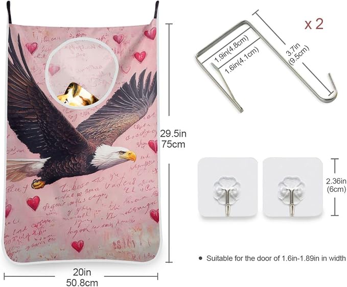 2PCS Hanging Laundry Hamper Bag Over the Door Laundry Hamper Wall Hamper Large - Image 3