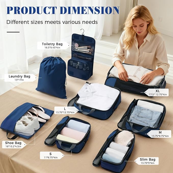 BAGAIL 4 Set/6 Set/8 Set Compression Packing Cubes Travel Accessories - Image 2