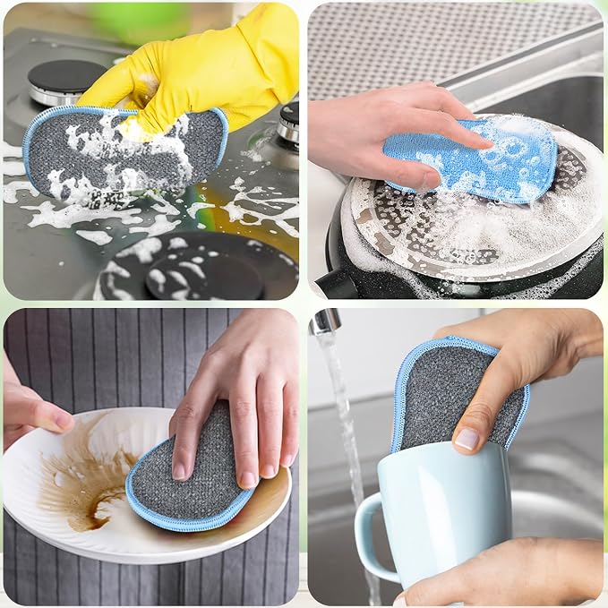 GLIMGLINT 12 Pack Dish Sponges Kitchen, Non-Scratch Microfiber Sponges | - Image 7